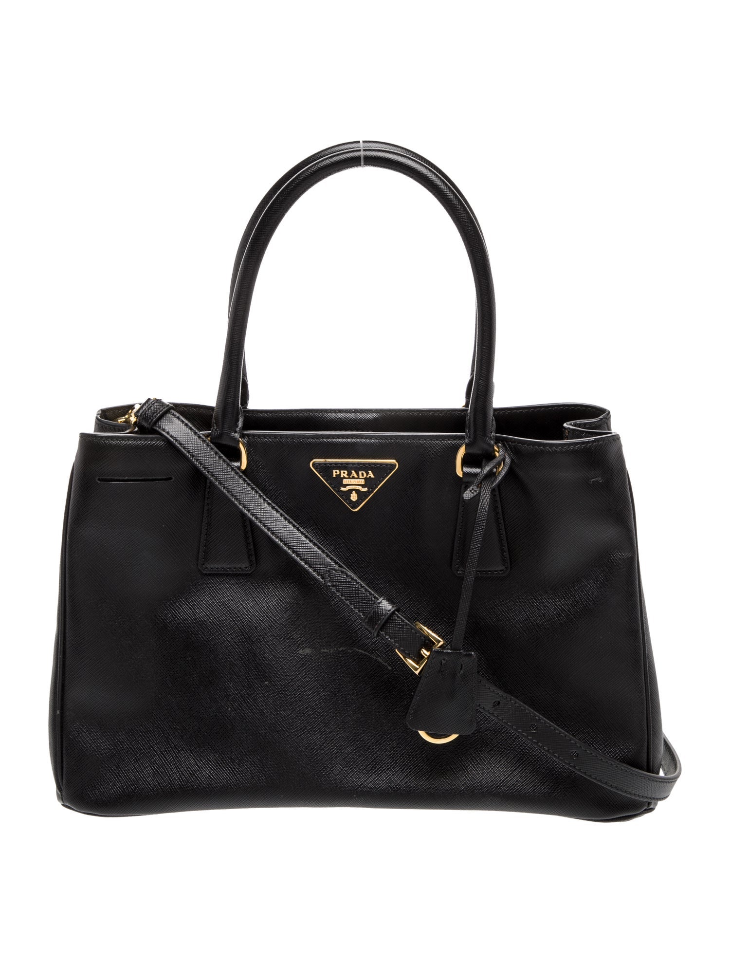 Prada Enameled Metal Triangle Galleria Tote Medium