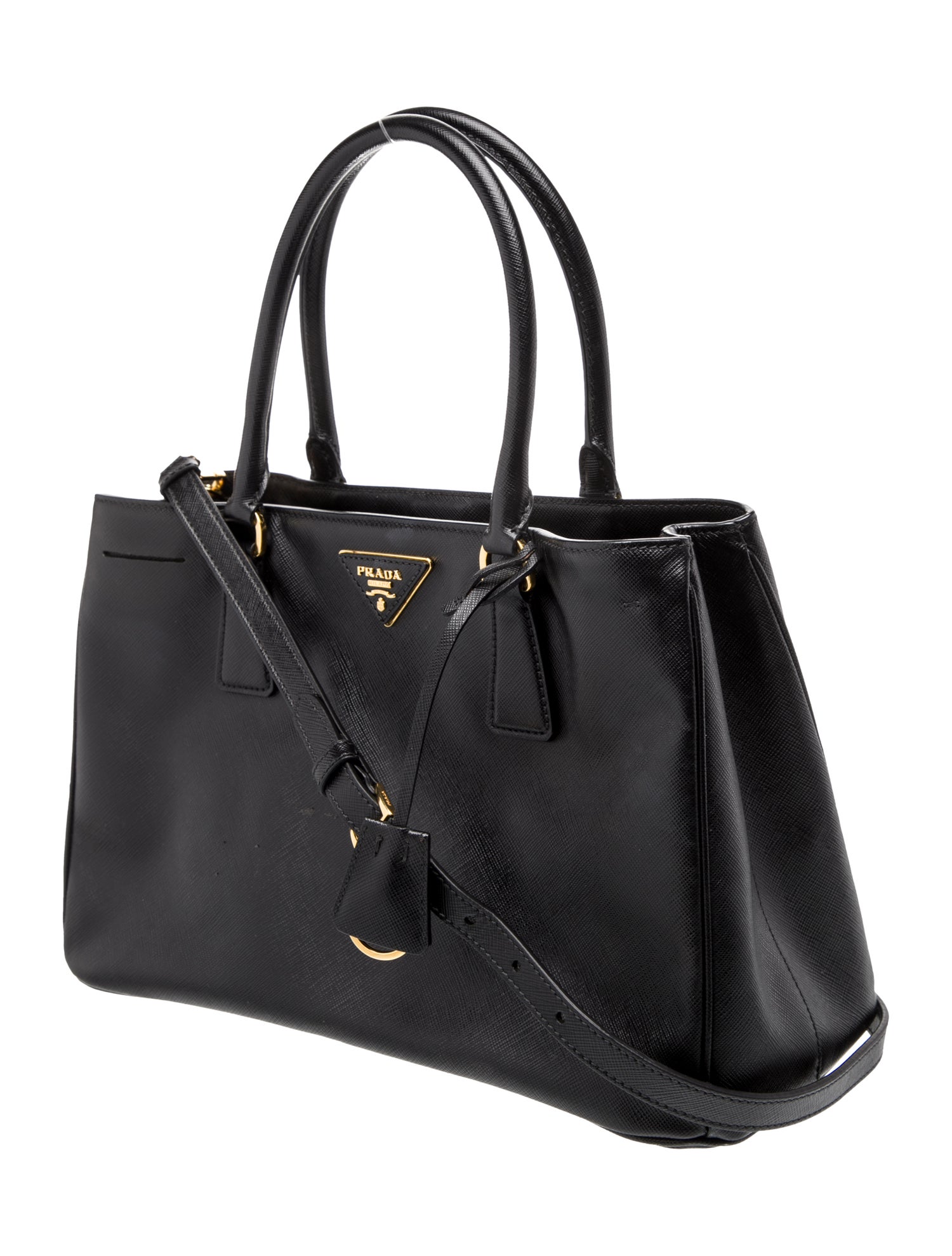 Prada Enameled Metal Triangle Galleria Tote Medium