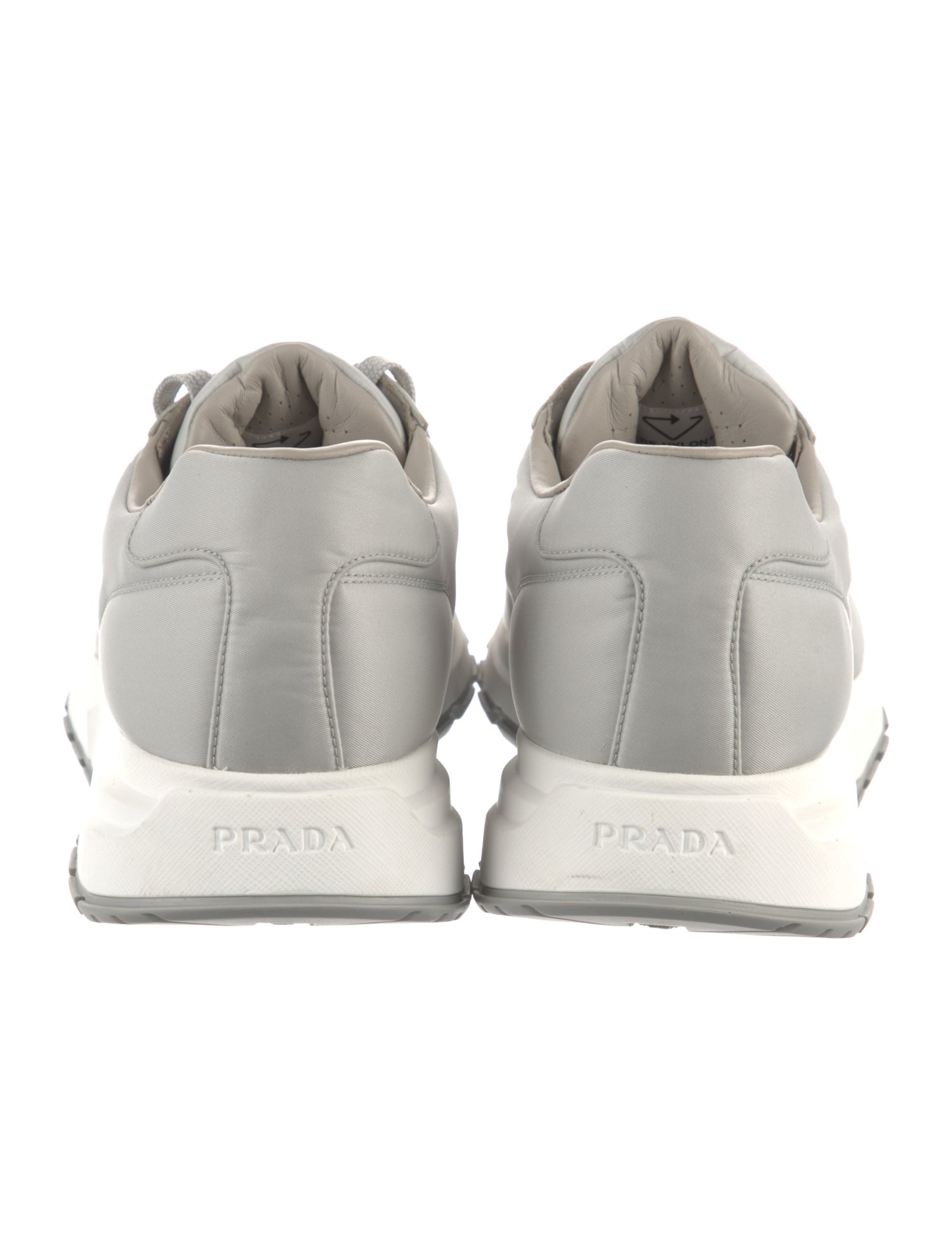 Prada Enameled Metal Triangle Leather Sneakers