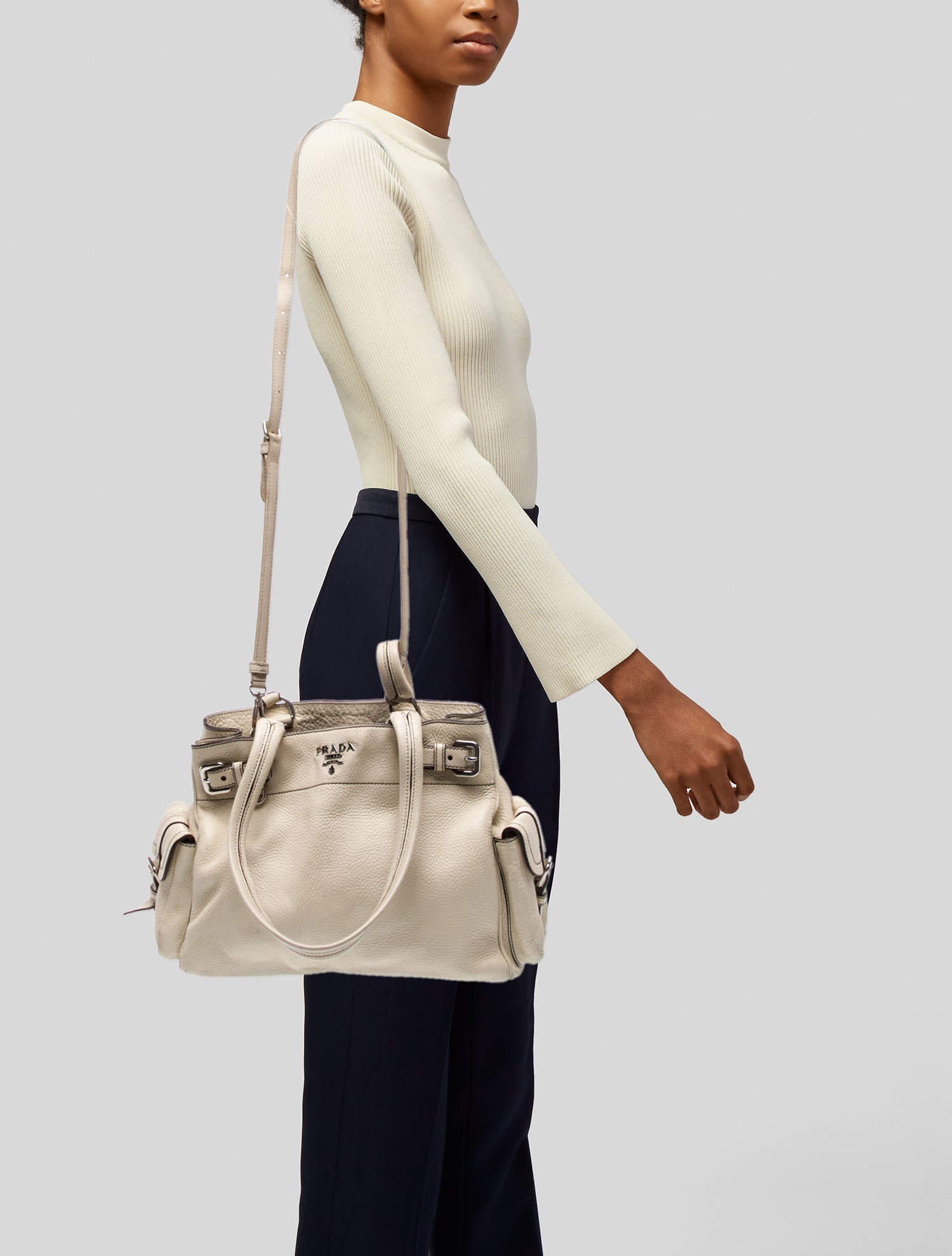 Prada Enameled Metal Triangle Bauletto