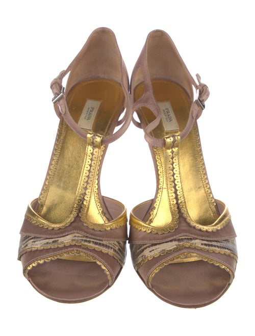 Prada Satin Patterned T-Strap Pumps