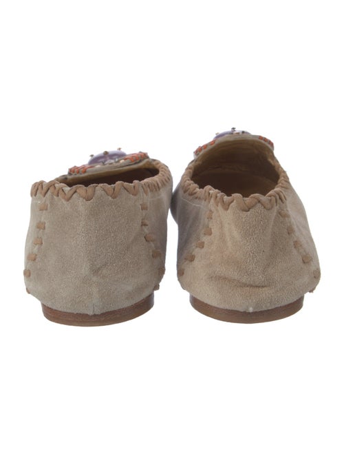 Prada Suede Crystal Embellishments Flats