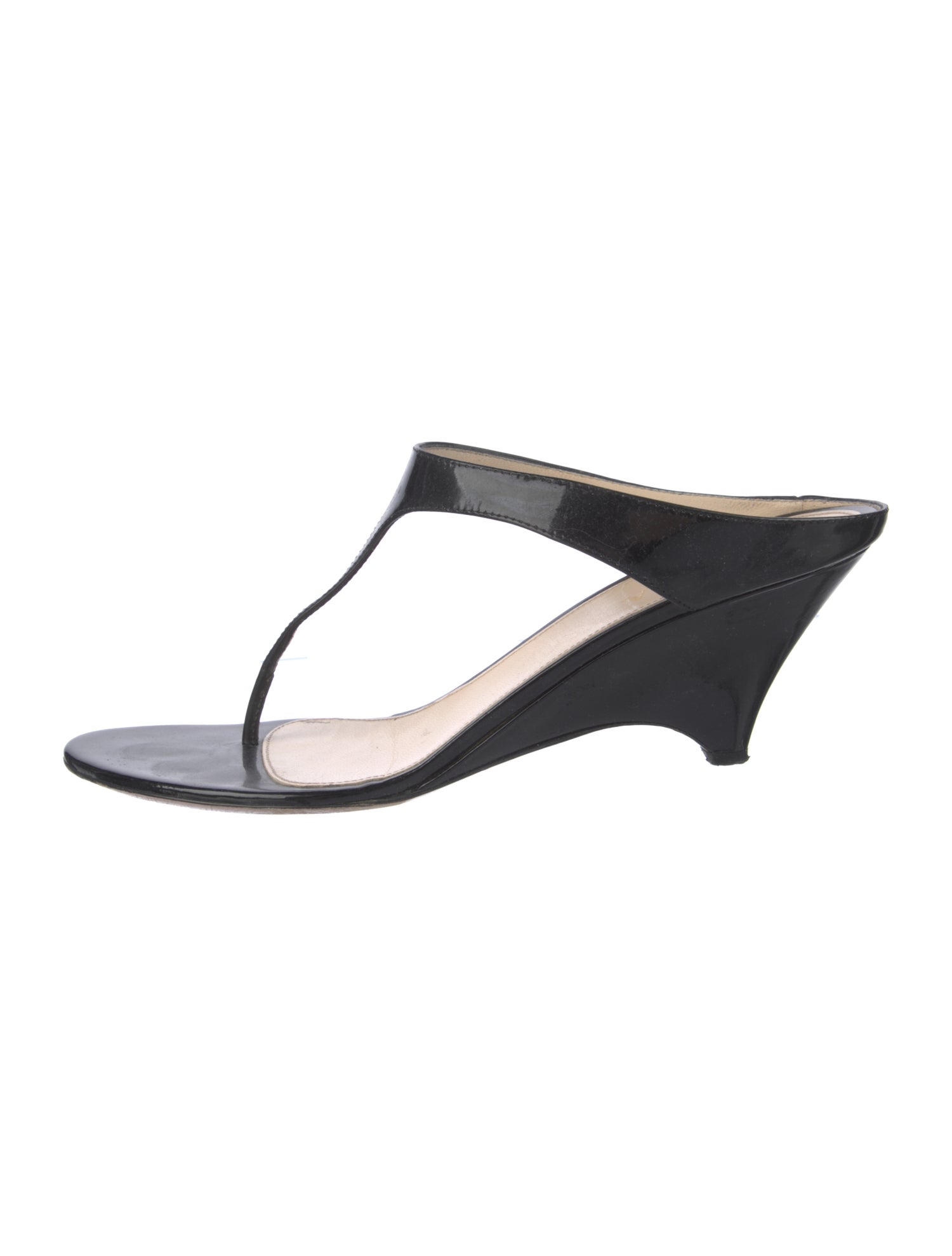 Prada Patent Leather T-Strap Sandals