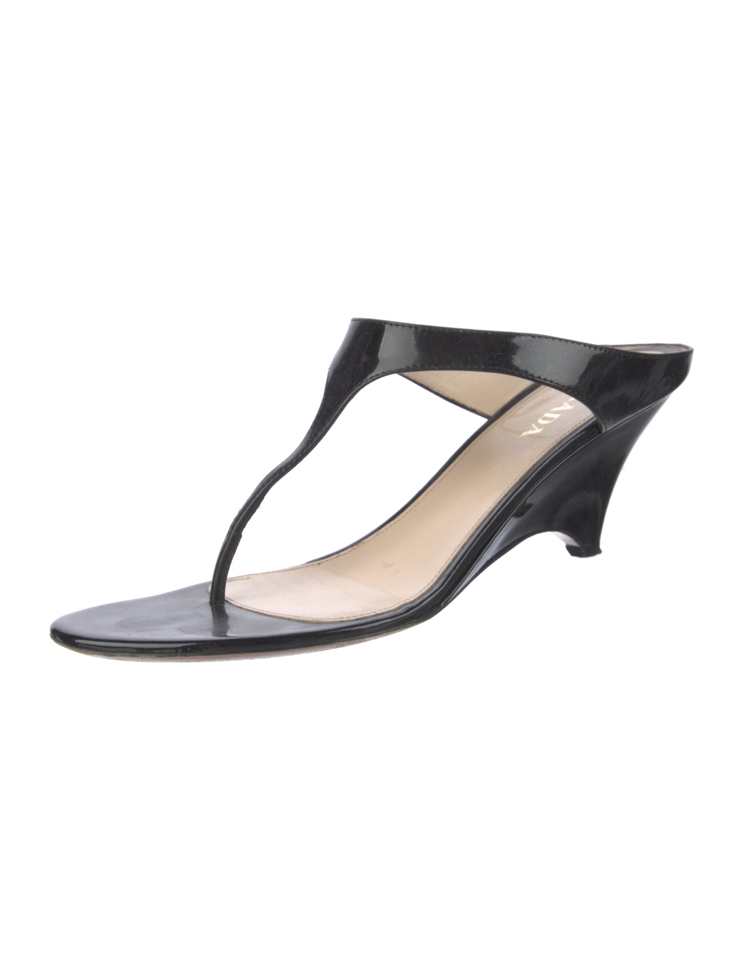 Prada Patent Leather T-Strap Sandals