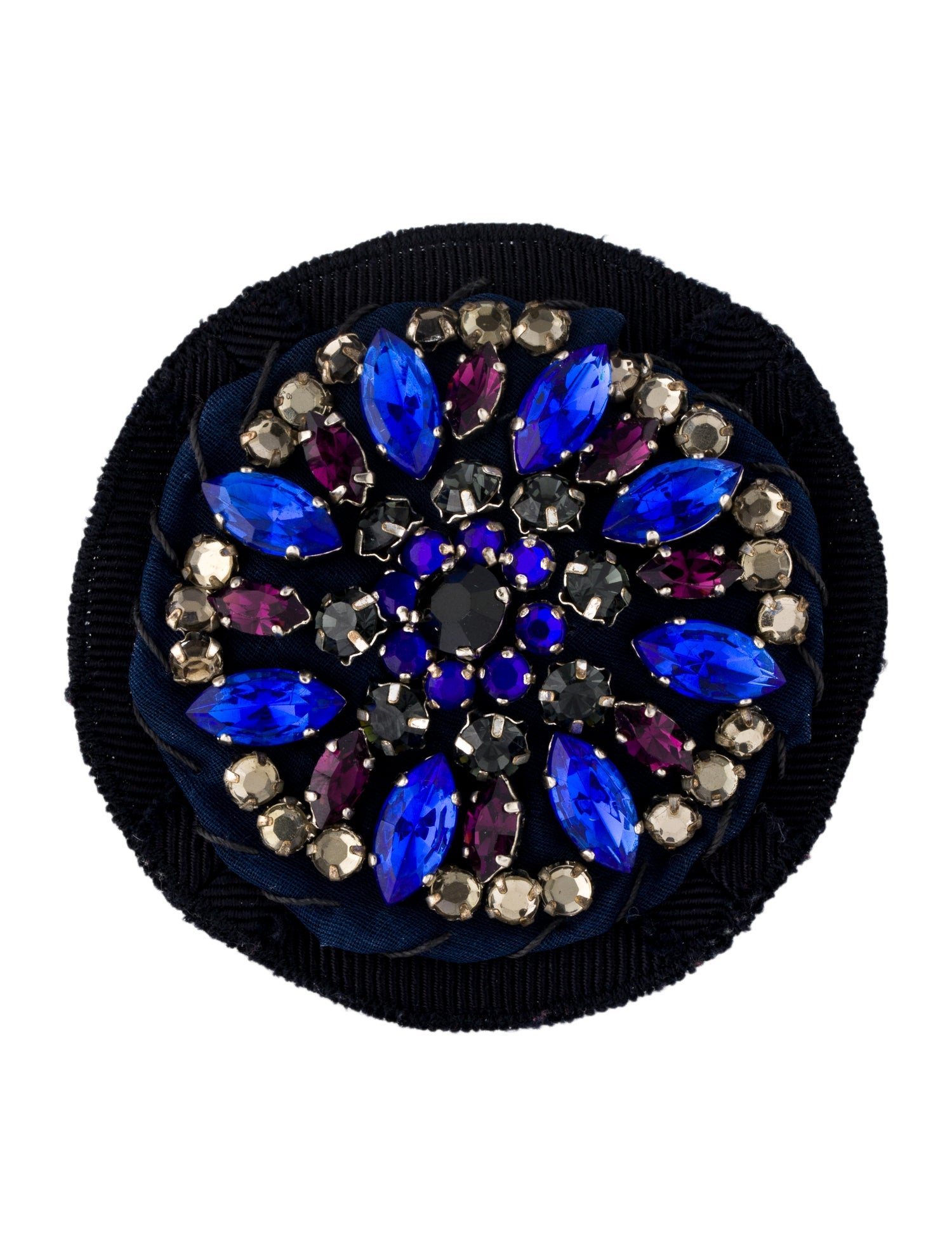 Prada Crystal & Fabric Pin Brooch