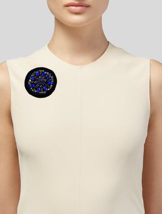 Prada Crystal & Fabric Pin Brooch