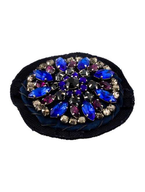 Prada Crystal & Fabric Pin Brooch