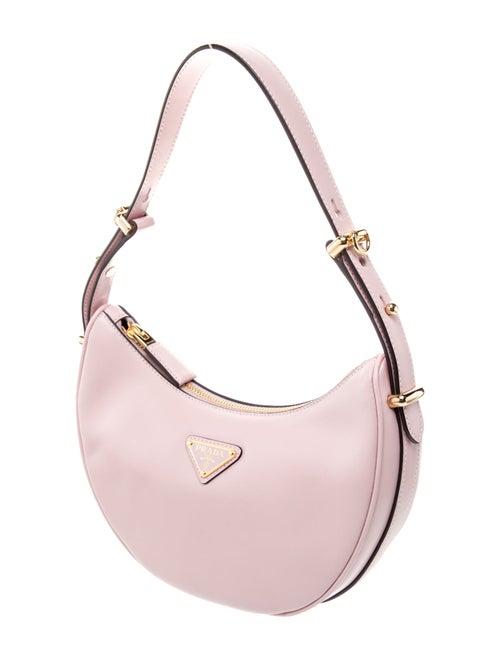 Prada Enameled Metal Triangle Arque Shoulder Bag Glicine
