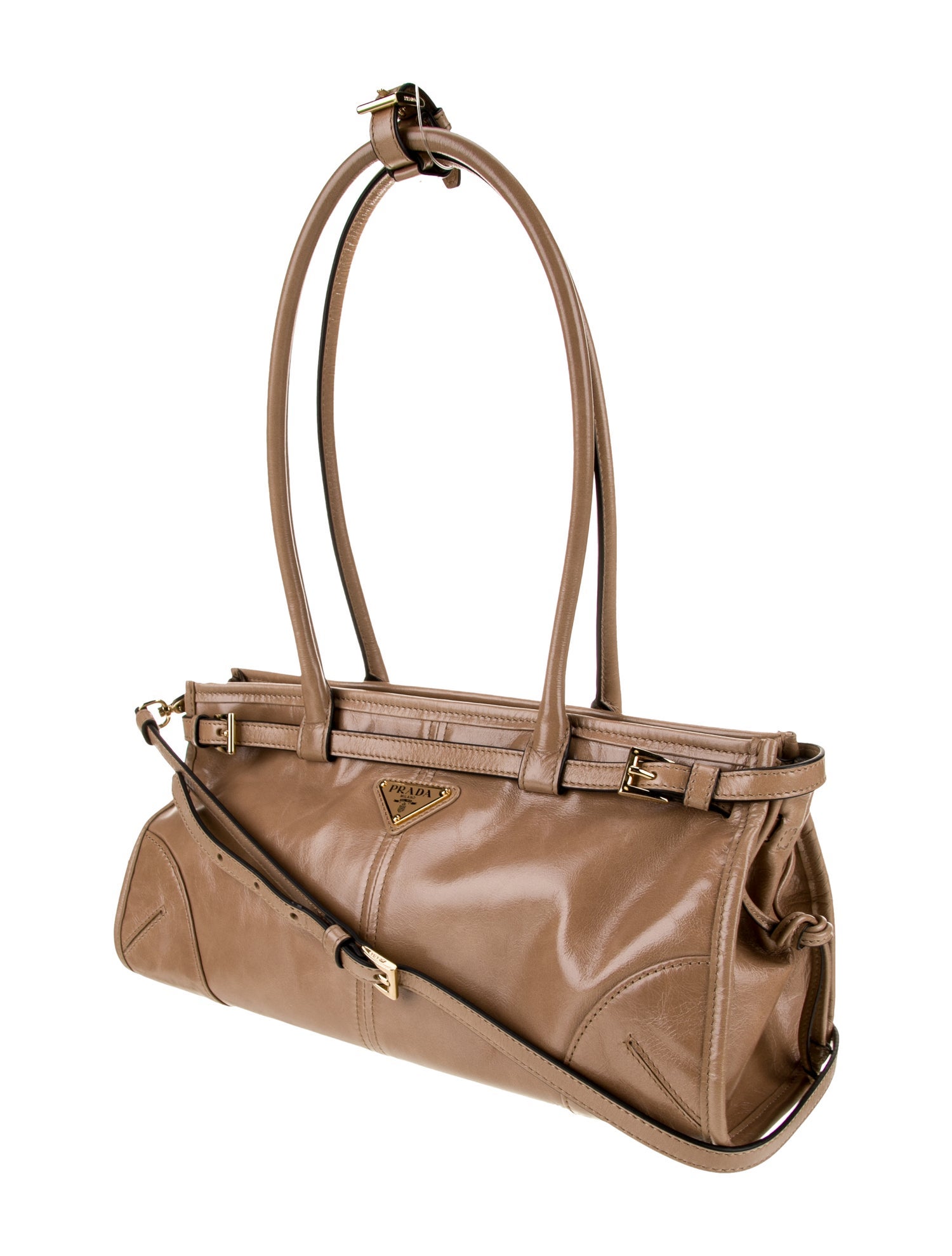 Prada Enameled Metal Triangle Soft Lux Bonnie Medium 2024