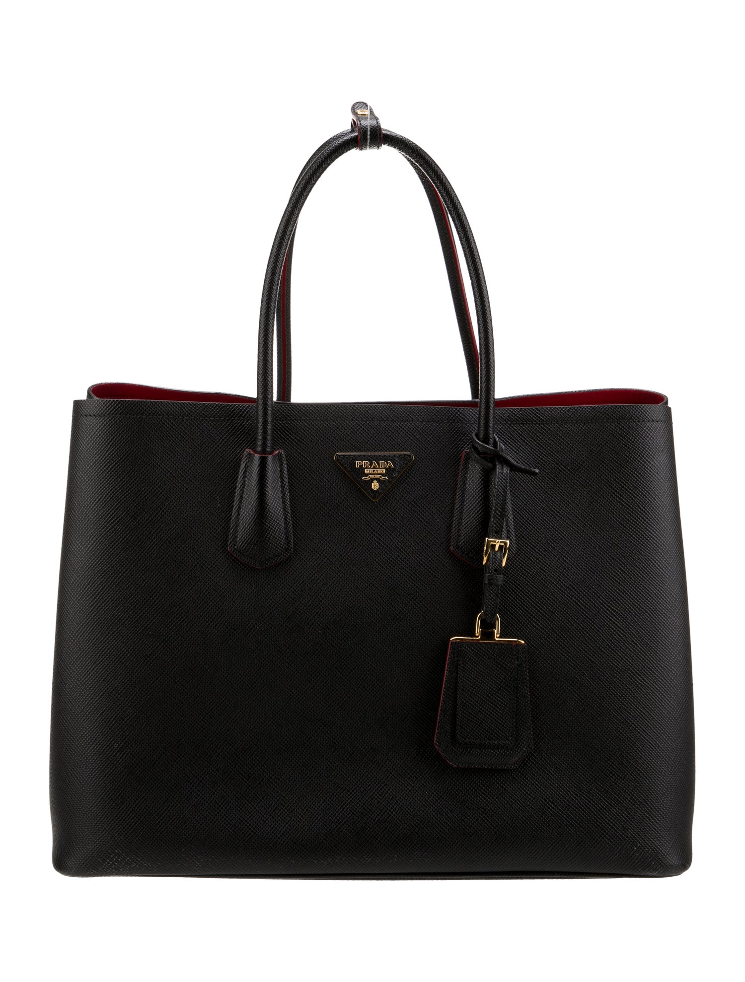 Prada Saffiano Cuir Leather Double Bag Large