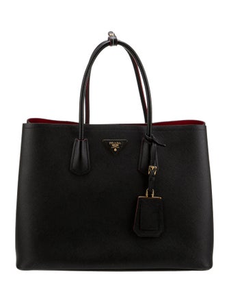 Prada Saffiano Cuir Leather Double Bag Large
