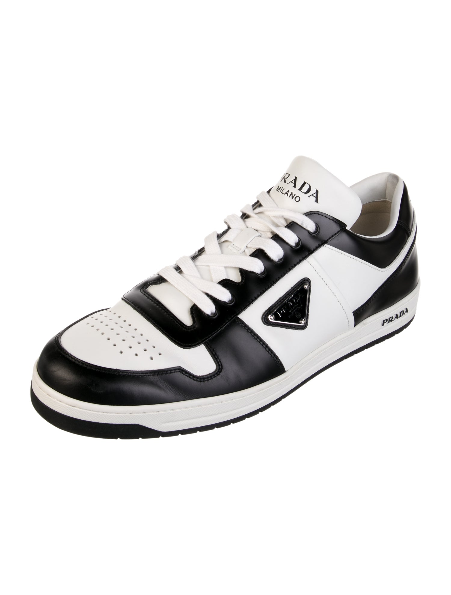 Prada Leather Colorblock Pattern Sneakers