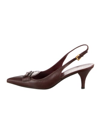 Prada Leather Whipstitch Trim Slingback Pumps
