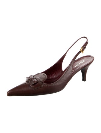 Prada Leather Whipstitch Trim Slingback Pumps