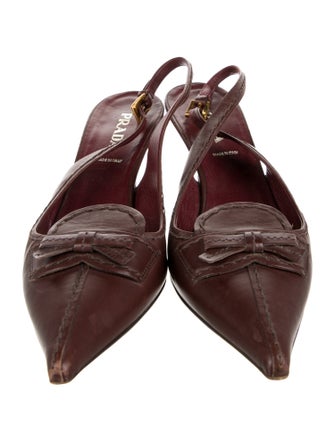 Prada Leather Whipstitch Trim Slingback Pumps