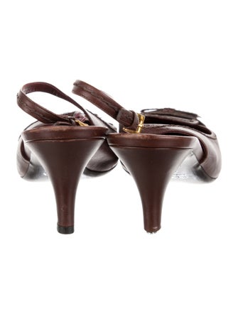 Prada Leather Whipstitch Trim Slingback Pumps