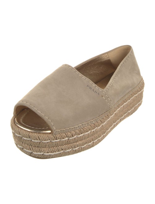 Prada Suede Whipstitch Trim Espadrilles