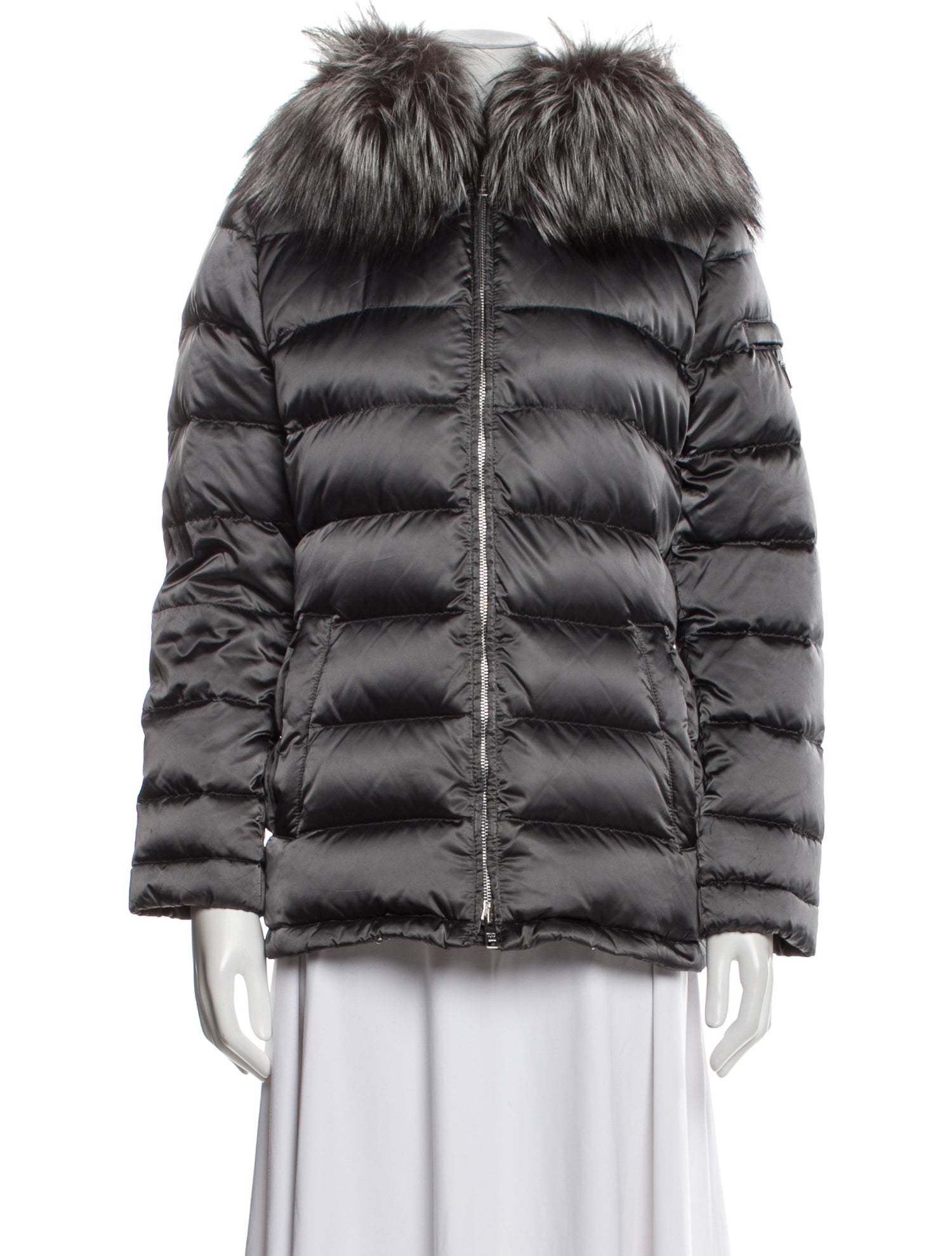 Prada 2018 Fox Fur Trimmed Down Jacket