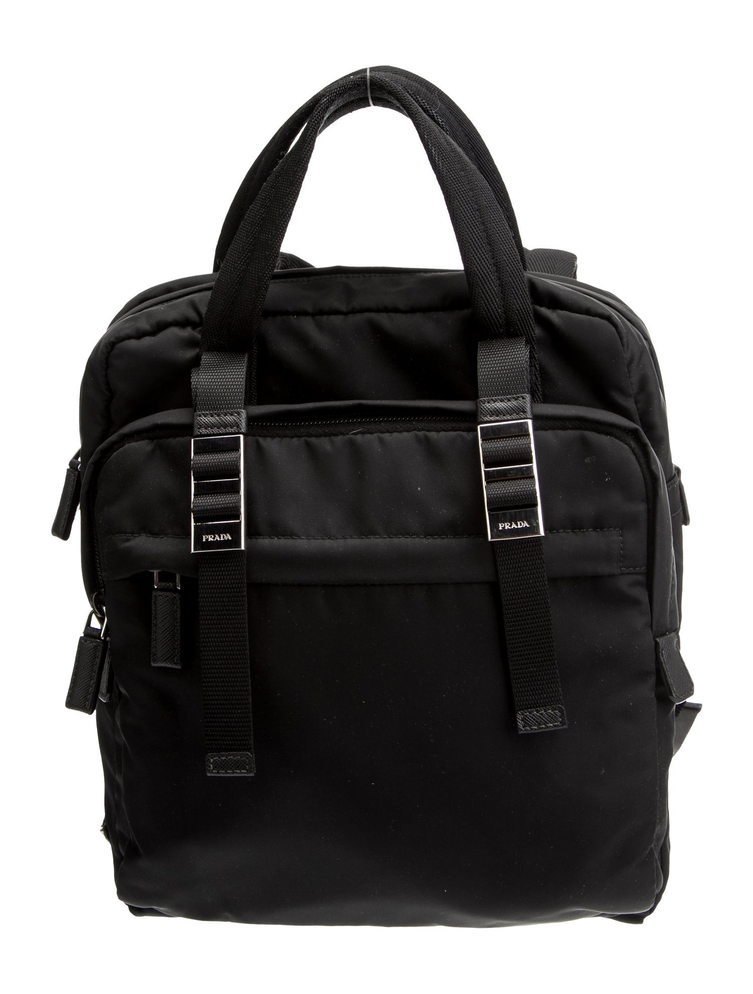 Prada Enameled Metal Triangle Weekender Bag