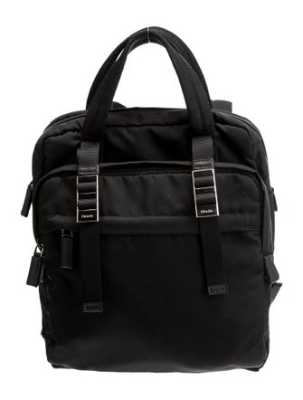 Prada Enameled Metal Triangle Weekender Bag