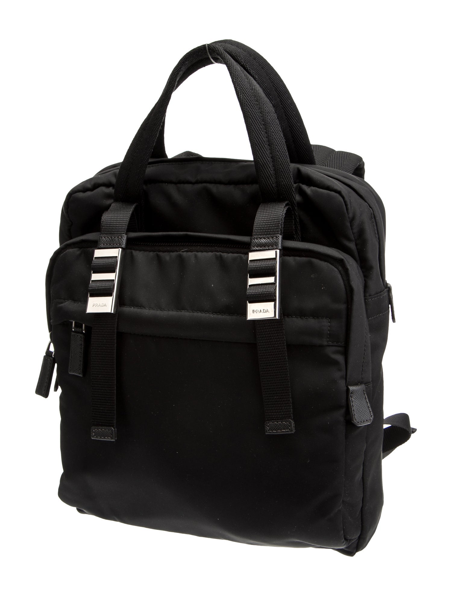 Prada Enameled Metal Triangle Weekender Bag