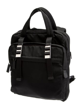 Prada Enameled Metal Triangle Weekender Bag