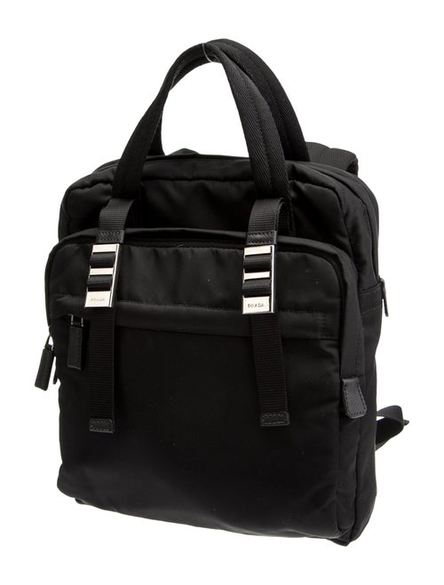 Prada Enameled Metal Triangle Weekender Bag