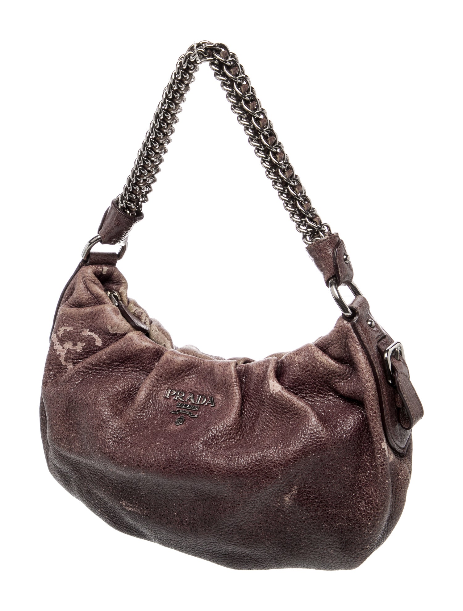 Prada Enameled Metal Triangle Shoulder Bag