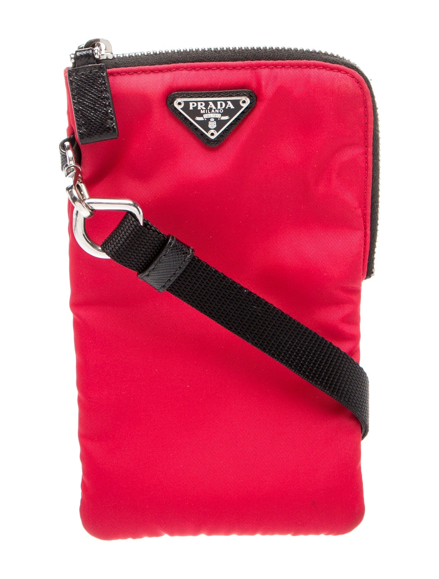 Prada Enameled Metal Triangle Messenger Bag