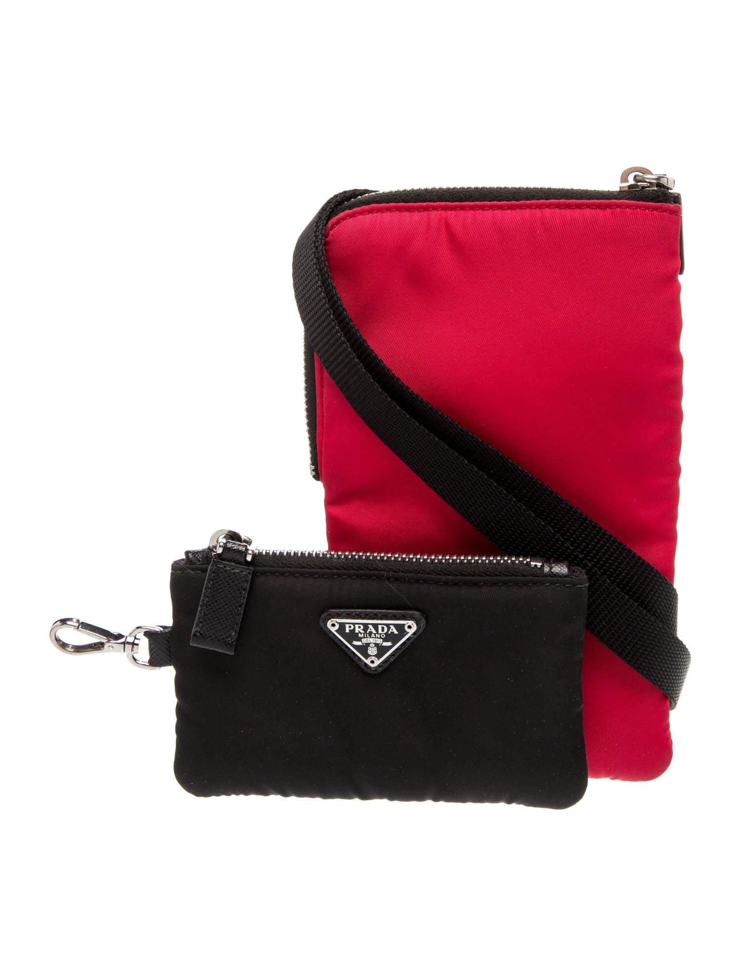 Prada Enameled Metal Triangle Messenger Bag