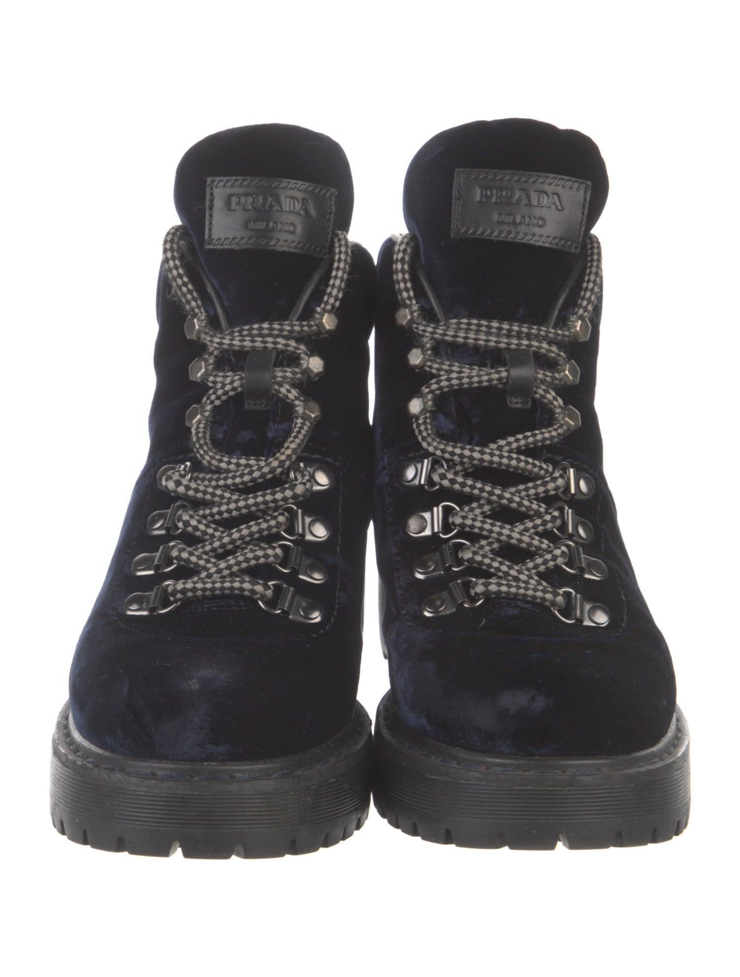 Prada Velvet Combat Boots