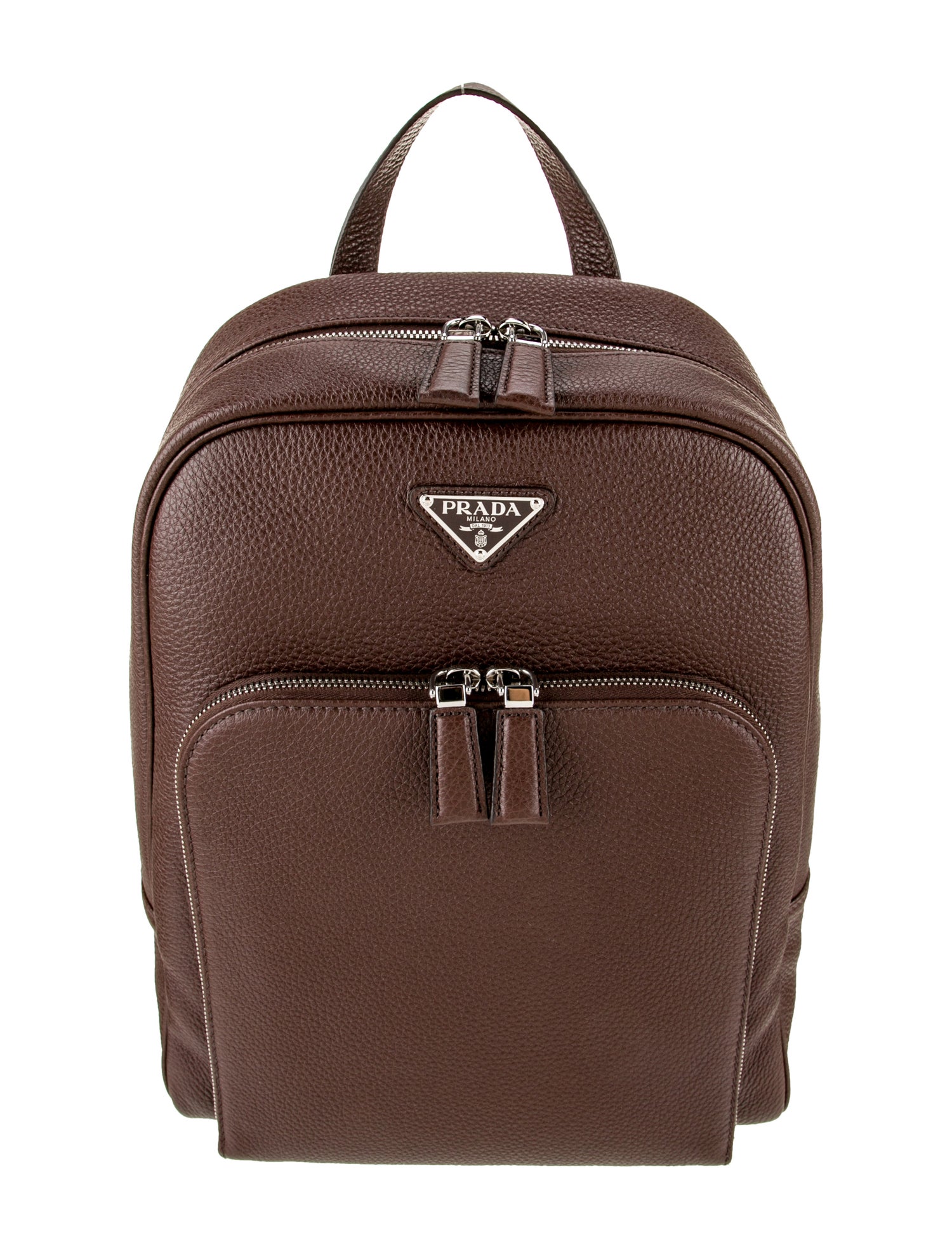 Prada Enameled Metal Triangle Backpack 2025