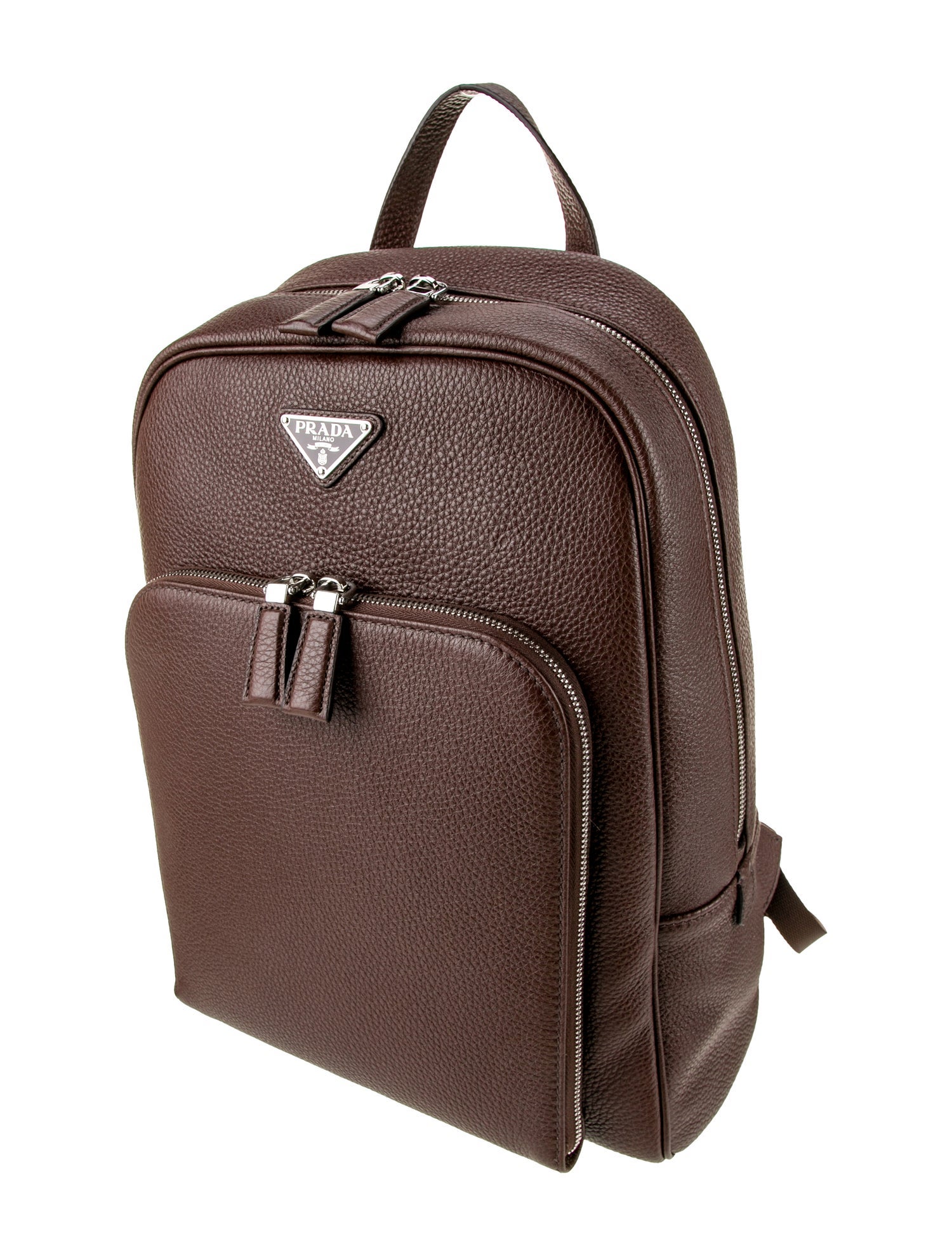 Prada Enameled Metal Triangle Backpack 2025