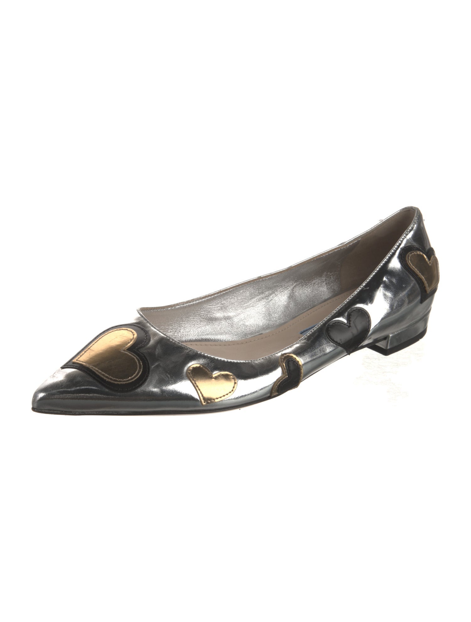 Prada Patent Leather Embroidered Accent Flats