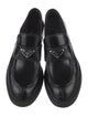 Prada Enameled Metal Triangle Leather Loafers