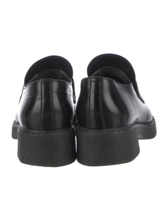 Prada Enameled Metal Triangle Leather Loafers