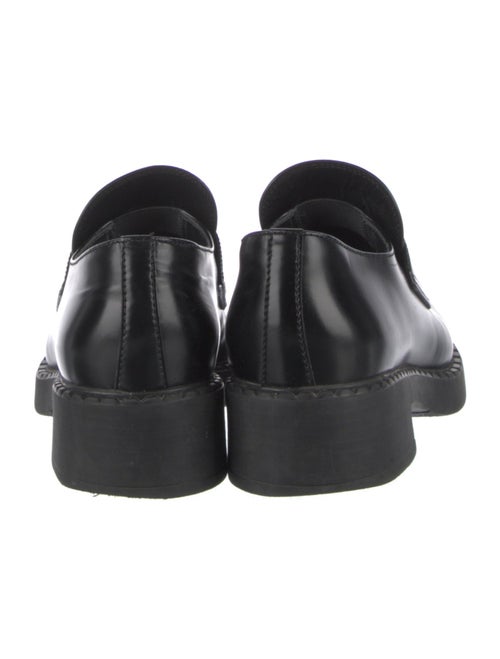 Prada Enameled Metal Triangle Leather Loafers
