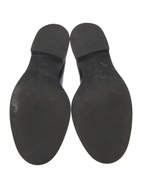 Prada Enameled Metal Triangle Leather Loafers