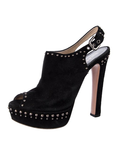 Prada Suede Studded Accents Slingback Pumps