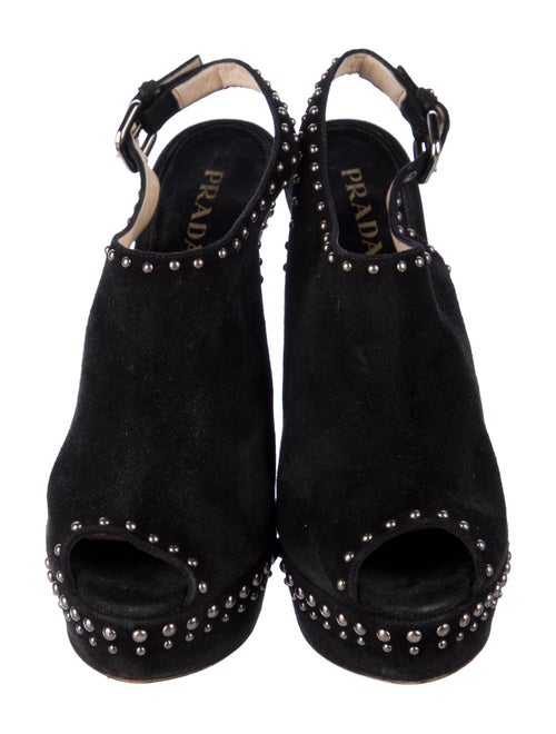 Prada Suede Studded Accents Slingback Pumps