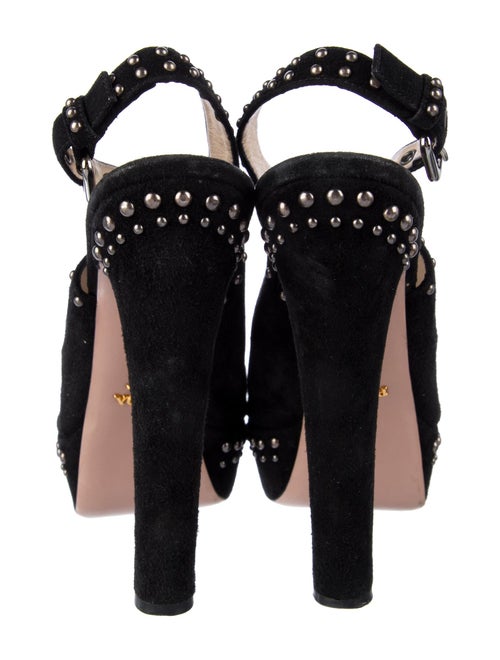 Prada Suede Studded Accents Slingback Pumps