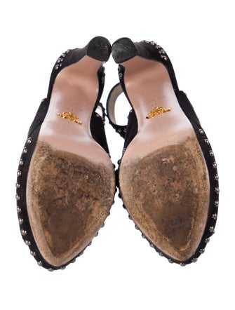 Prada Suede Studded Accents Slingback Pumps