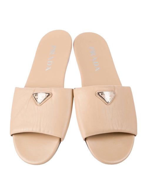 Prada Leather Cutout Accent Slides