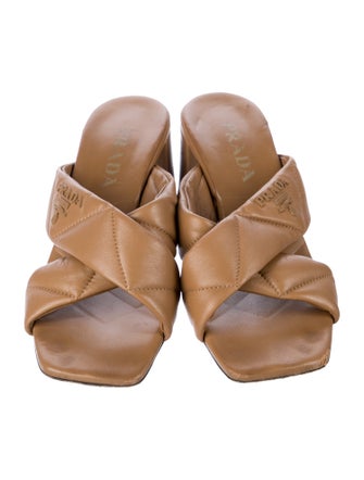 Prada Leather Cutout Accent Slides