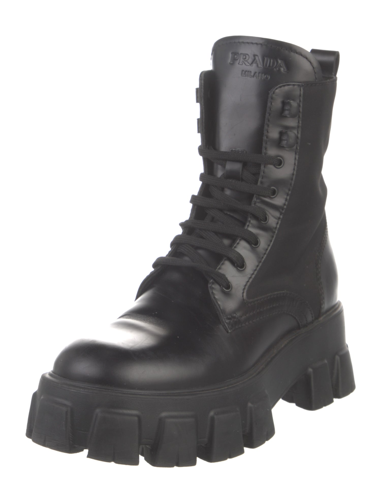 Prada Leather Combat Boots