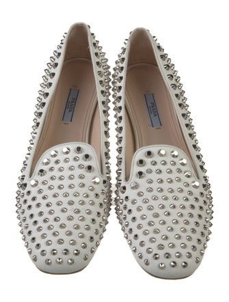Prada Leather Studded Accents Loafers
