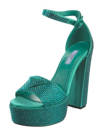 Prada Leather Trim Embellishment Sandals