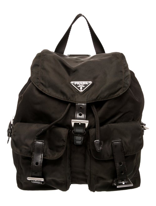 Prada Enameled Metal Triangle Backpack
