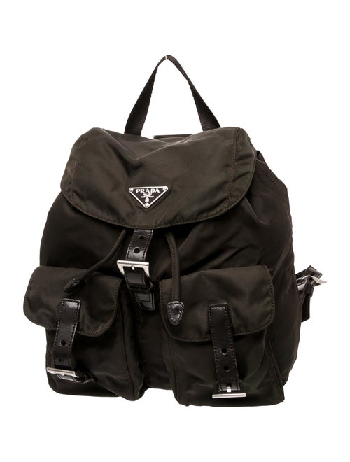 Prada Enameled Metal Triangle Backpack