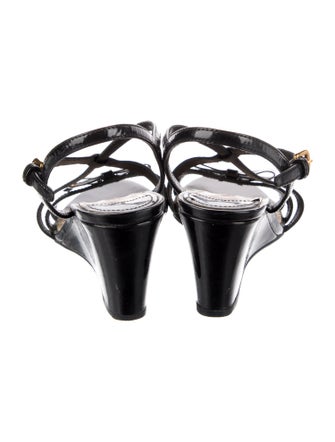 Prada Sport Patent Leather Bow Accents Slingback Sandals